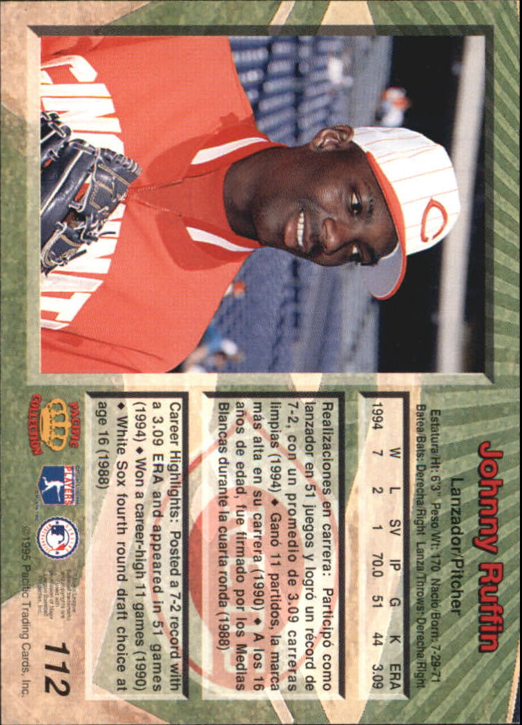 1995 Pacific #112 Johnny Ruffin back image