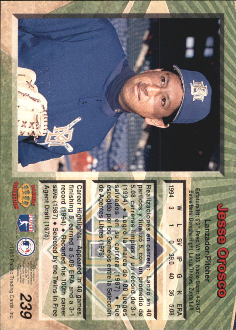 B1554- 1995 Pacific Baseball Cards 1-250 +Rookies -You Pick- 15+ FREE US SHIP - Picture 393 of 413