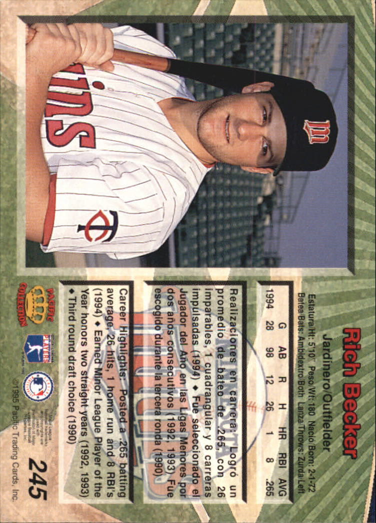 B1554- 1995 Pacific Baseball Cards 1-250 +Rookies -You Pick- 15+ FREE US SHIP - Picture 405 of 413