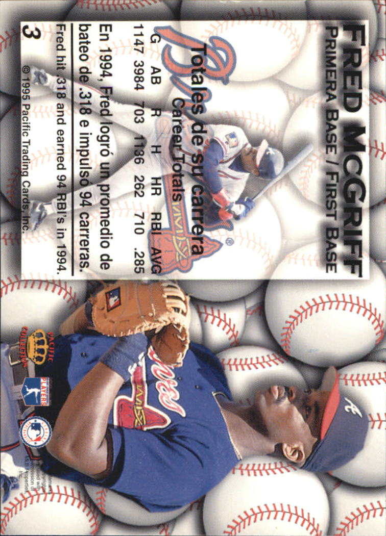 1995 Pacific Gold Prisms #3 Fred McGriff back image