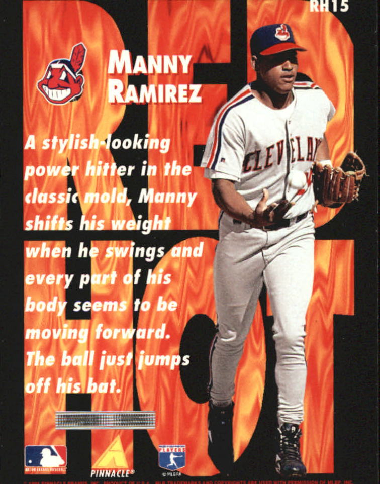 1995 Pinnacle Red Hot #RH15 Manny Ramirez back image