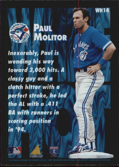 1995 Pinnacle White Hot #WH14 Paul Molitor back image
