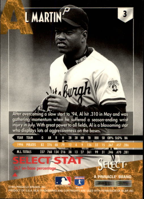 1995 Select #3 Al Martin back image