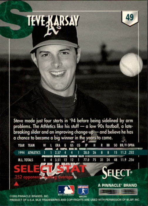 1995 Select (Pinnacle) Baseball "Main Set" Base Cards - Picture 95 of 472