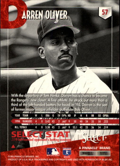 1995 Select (Pinnacle) Baseball "Main Set" Base Cards - Picture 107 of 472