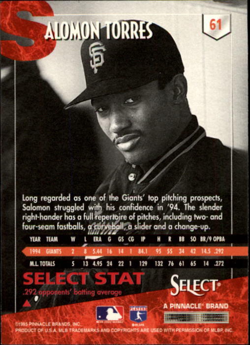 1995 Select (Pinnacle) Baseball "Main Set" Base Cards - Picture 115 of 472