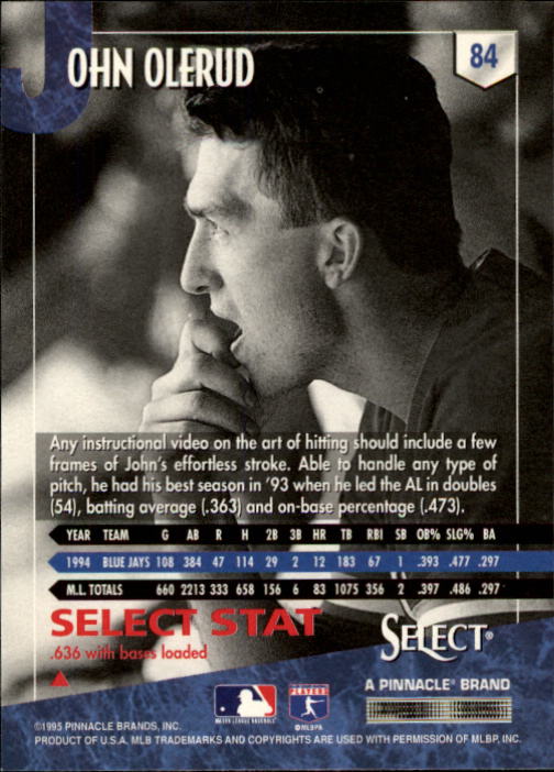 1995 Select #84 John Olerud back image