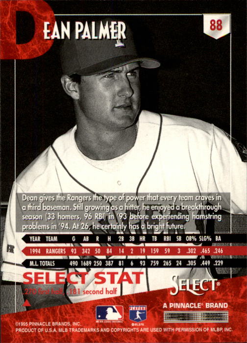 1995 Select (Pinnacle) Baseball "Main Set" Base Cards - Picture 167 of 472