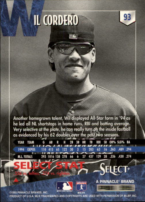 1995 Select (Pinnacle) Baseball "Main Set" Base Cards - Picture 177 of 472