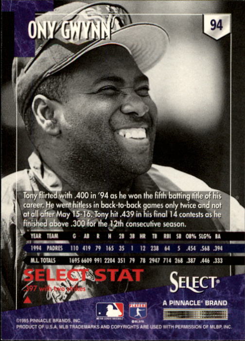 1995 Select (Pinnacle) Baseball "Main Set" Base Cards - Picture 179 of 472