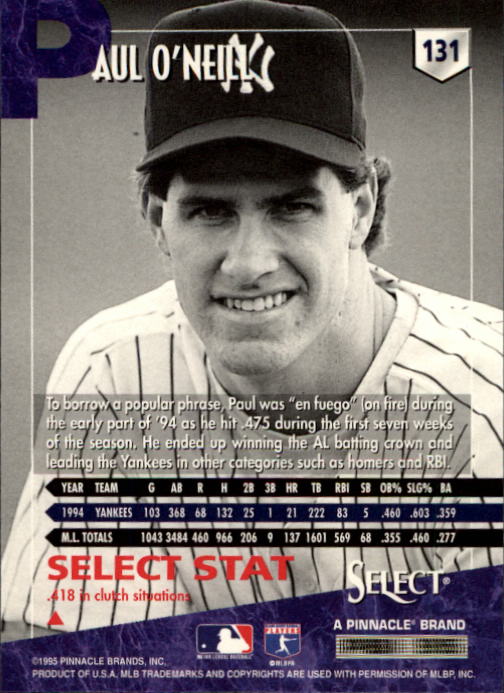 1995 Select (Pinnacle) Baseball "Main Set" Base Cards - Picture 250 of 472
