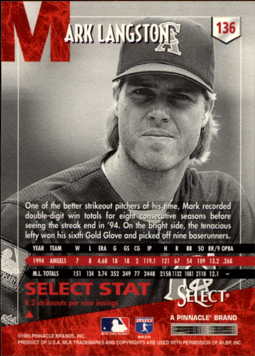 1995 Select (Pinnacle) Baseball "Main Set" Base Cards - Picture 260 of 472