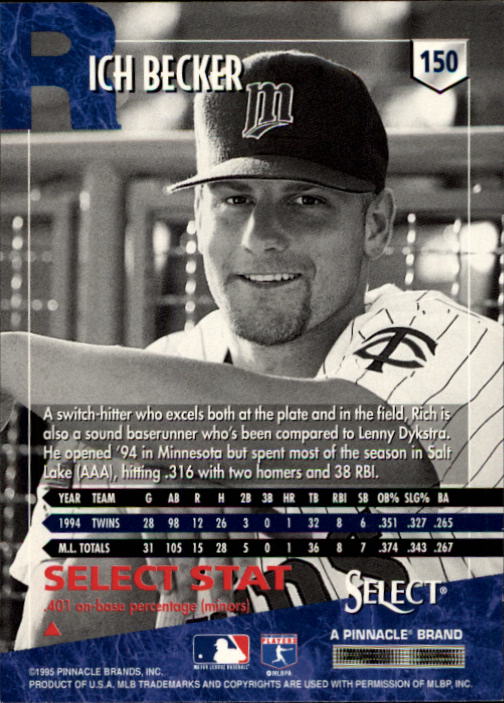 1995 Select (Pinnacle) Baseball "Main Set" Base Cards - Picture 284 of 472
