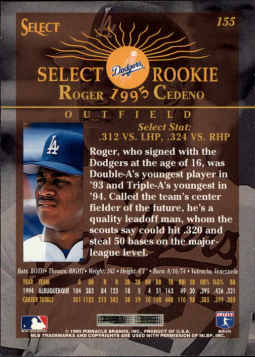 1995 Select (Pinnacle) Baseball "Main Set" Base Cards - Picture 292 of 472