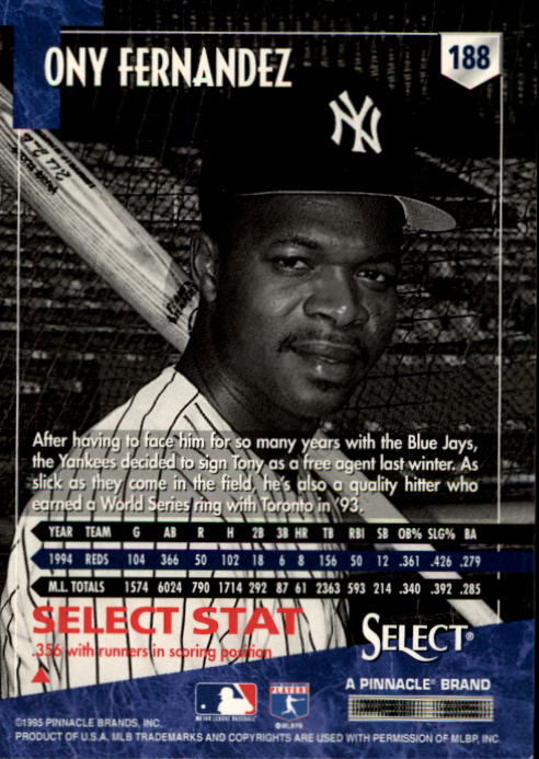 1995 Select (Pinnacle) Baseball "Main Set" Base Cards - Picture 352 of 472