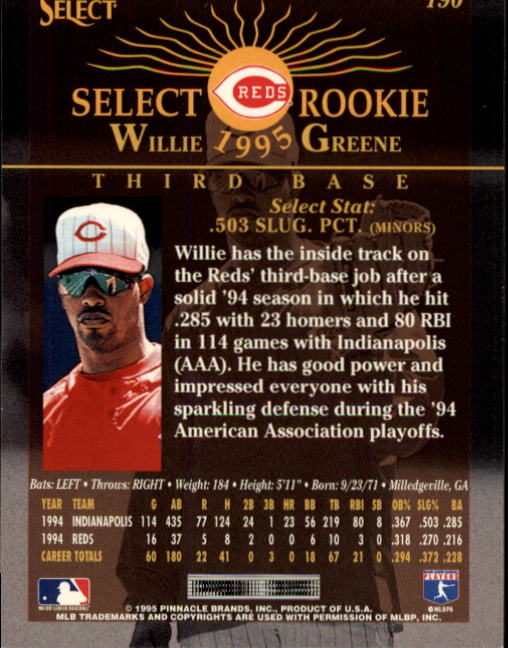 1995 Select (Pinnacle) Baseball "Main Set" Base Cards - Picture 356 of 472
