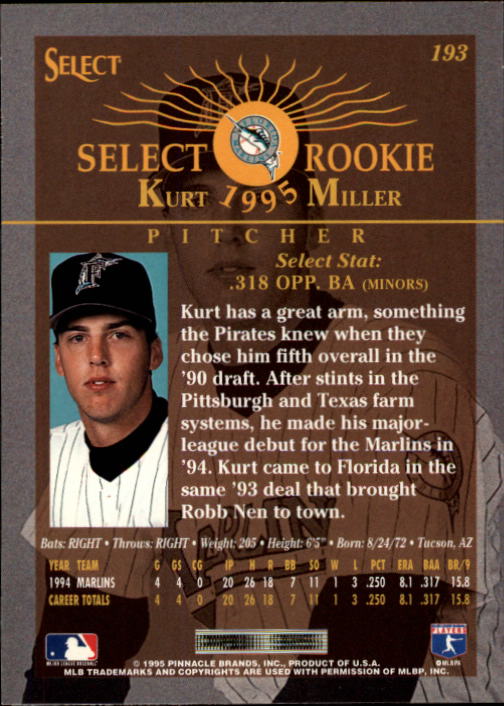 1995 Select (Pinnacle) Baseball "Main Set" Base Cards - Picture 362 of 472