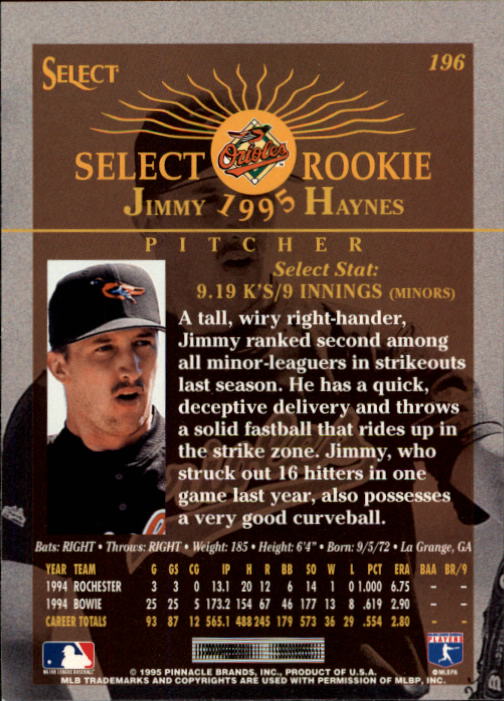 1995 Select (Pinnacle) Baseball "Main Set" Base Cards - Picture 368 of 472