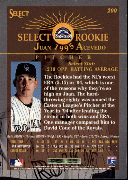1995 Select (Pinnacle) Baseball "Main Set" Base Cards - Picture 374 of 472