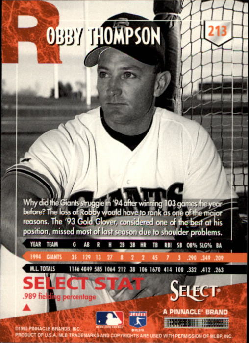 1995 Select (Pinnacle) Baseball "Main Set" Base Cards - Picture 400 of 472