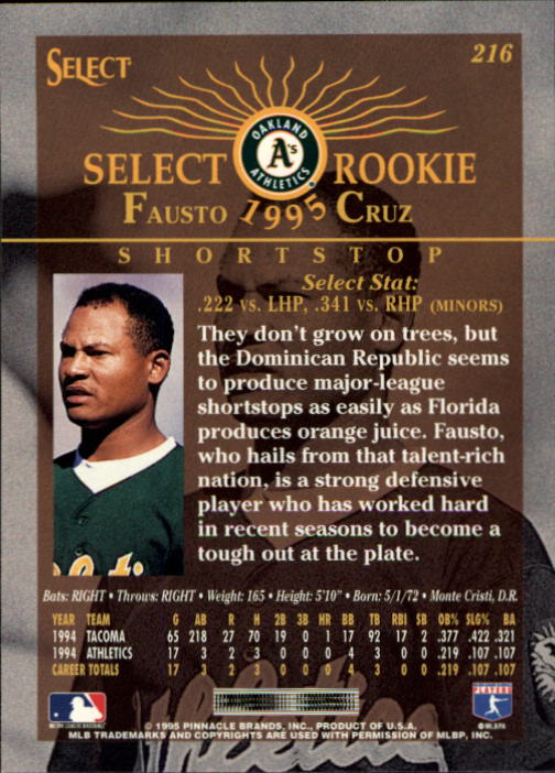1995 Select (Pinnacle) Baseball "Main Set" Base Cards - Picture 406 of 472