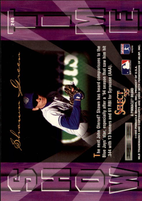 1995 Select #240 Shawn Green ST back image