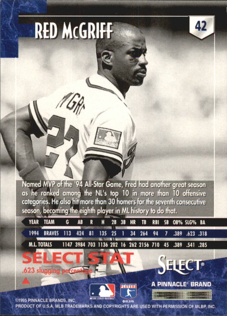 1995 Select Artist's Proofs #42 Fred McGriff back image
