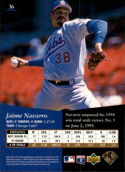 1995 SP #36 Jaime Navarro back image