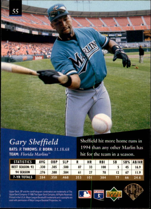 1995 SP #55 Gary Sheffield back image