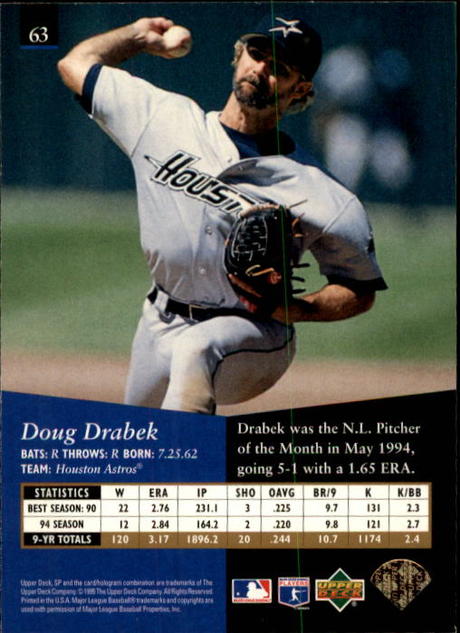 Doug Drabek autographed Baseball Card (Houston Astros) 1995 Upper Deck SP  #63