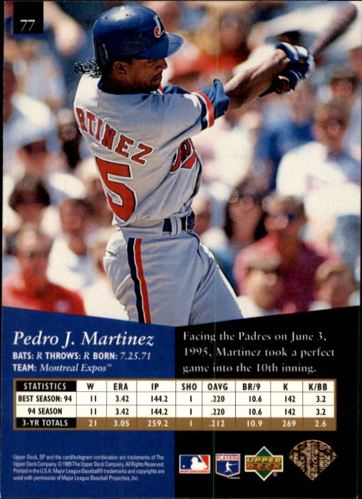 1995 SP #77 Pedro Martinez back image