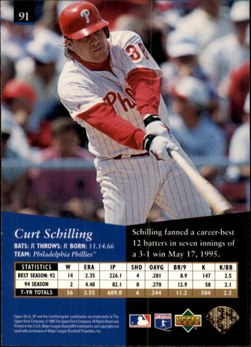 1995 SP #91 Curt Schilling back image