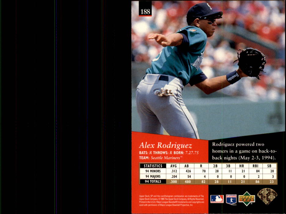 1995 SP #188 Alex Rodriguez back image