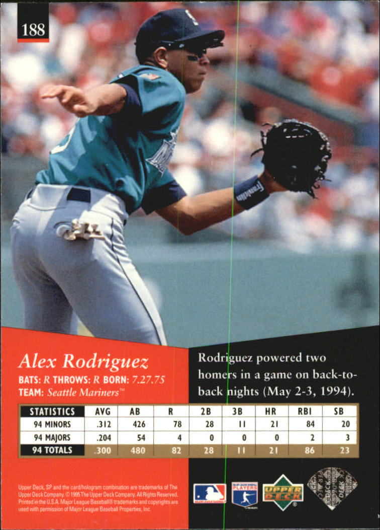 1995 SP Silver #188 Alex Rodriguez back image