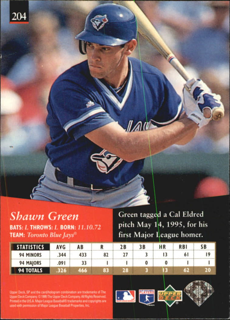 1995 SP Silver #204 Shawn Green back image