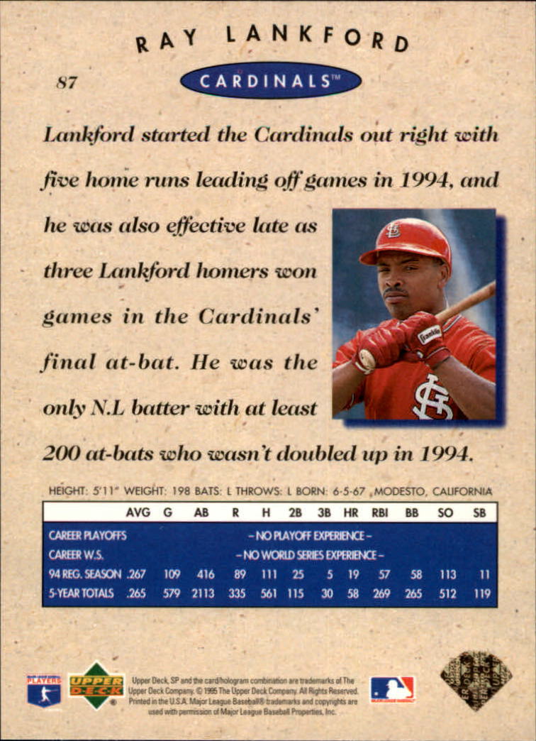 1995 SP Championship #87 Ray Lankford back image