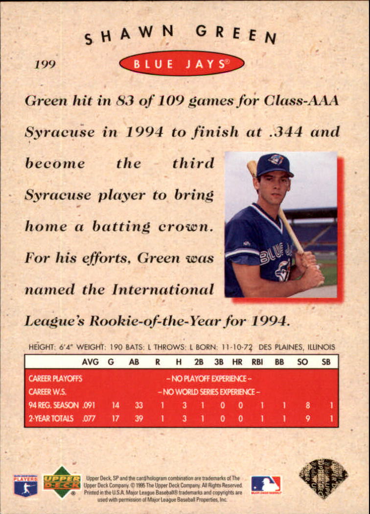 1995 SP Championship #199 Shawn Green back image