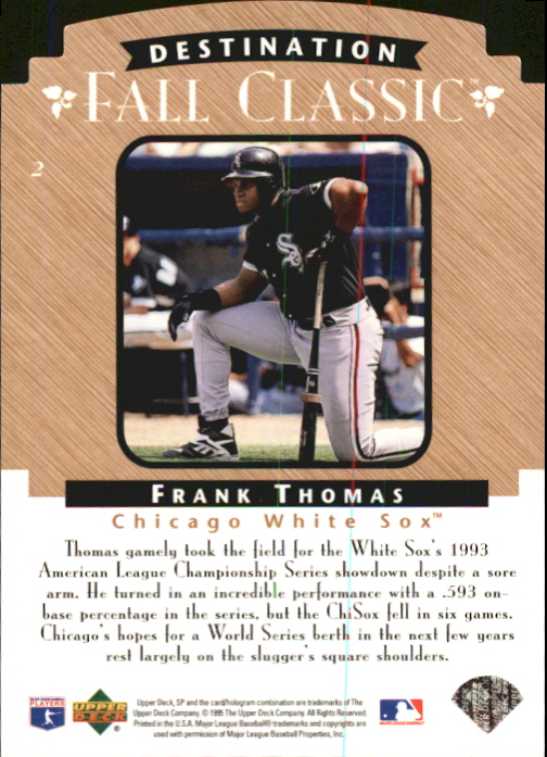 1995 SP Championship Fall Classic Die Cuts #2 Frank Thomas back image
