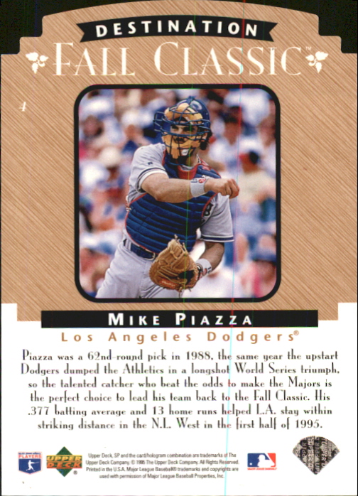 1995 SP Championship Fall Classic Die Cuts #4 Mike Piazza back image