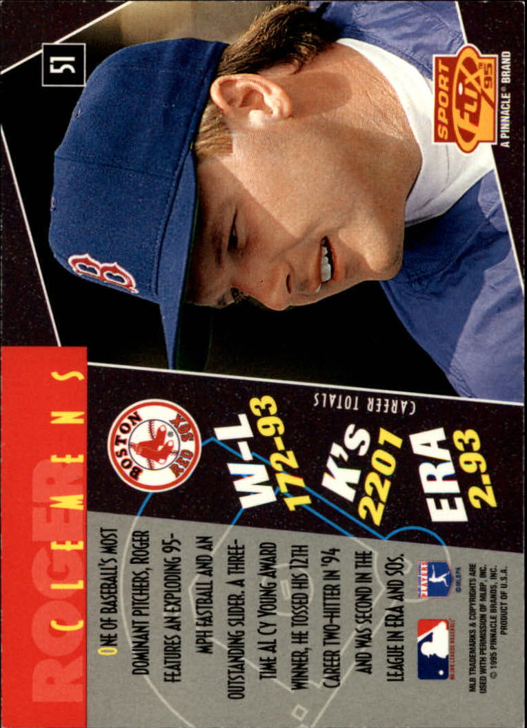 1995 Sportflix #51 Roger Clemens back image