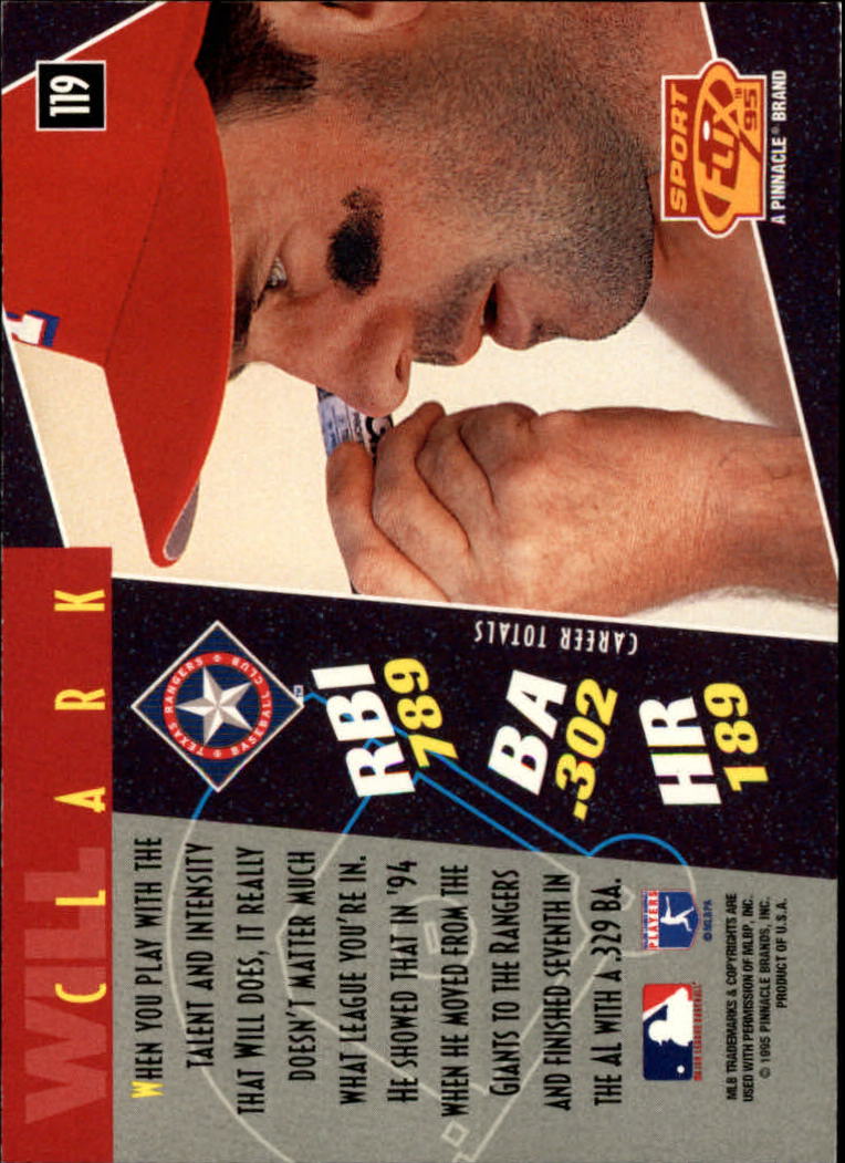 1995 Sportflix #119 Will Clark back image