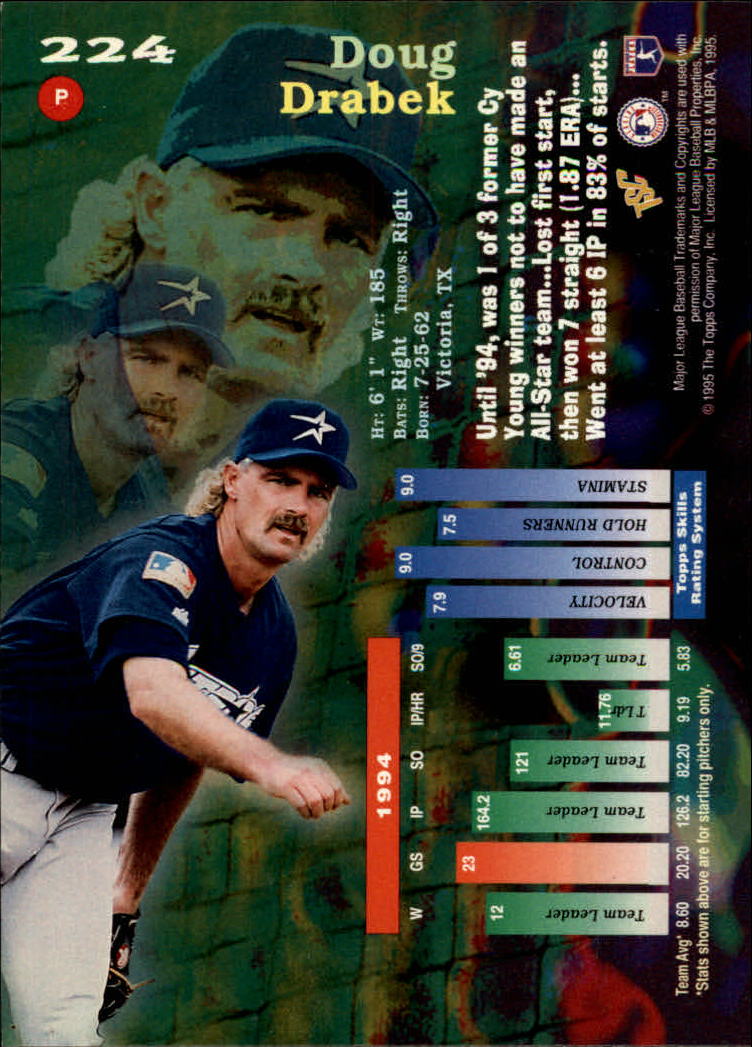 1995 Stadium Club Super Team World Series #224 Doug Drabek back image