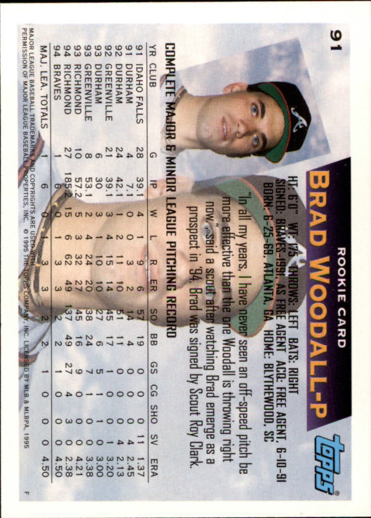 1995 Topps #91 Brad Woodall RC back image