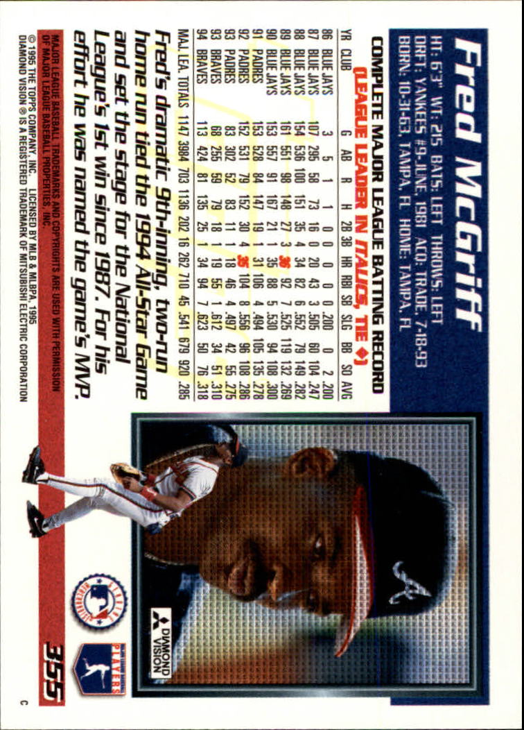 A7266- 1995 Topps Baseball Cards 251-500 +Rookies -You Pick- 15+ FREE US SHIP - Picture 209 of 491