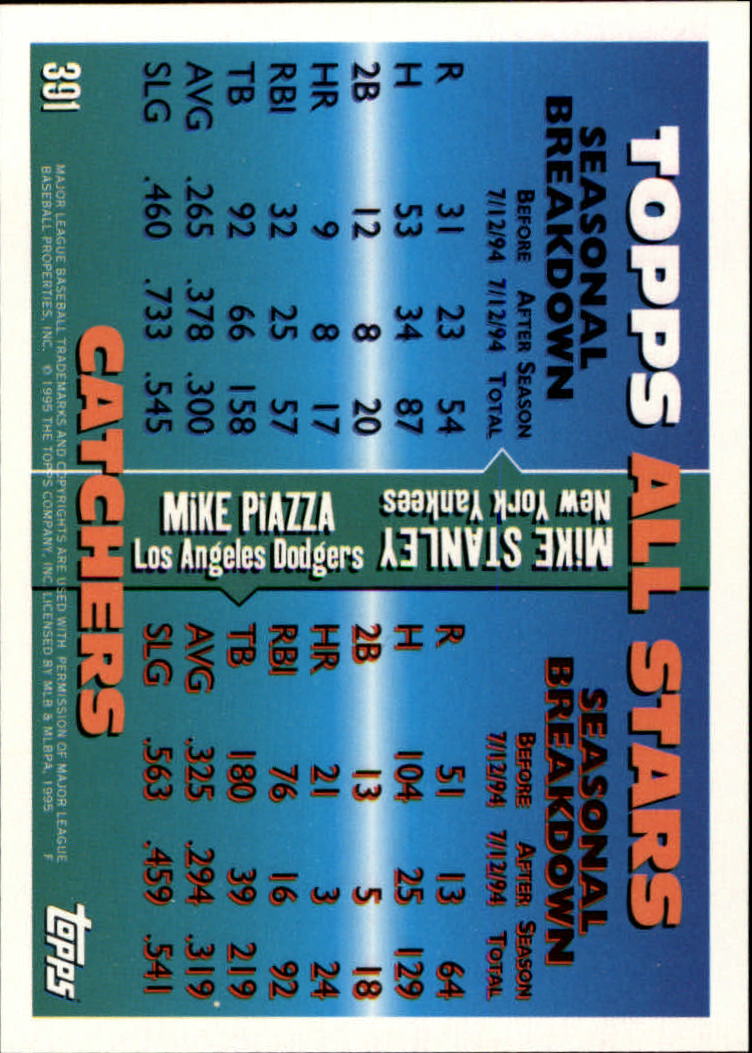 1995 Topps #391 M.Piazza/M.Stanley AS back image