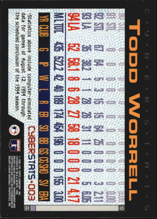 A6738- 1995 Topps Cyberstats BB Card #s 1-250 -You Pick- 15+ FREE US SHIP - Picture 7 of 493