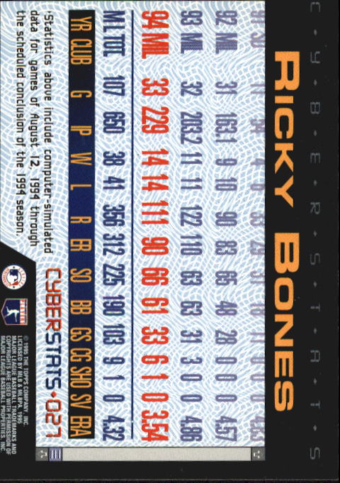 A6738- 1995 Topps Cyberstats BB Card #s 1-250 -You Pick- 15+ FREE US SHIP - Picture 55 of 493