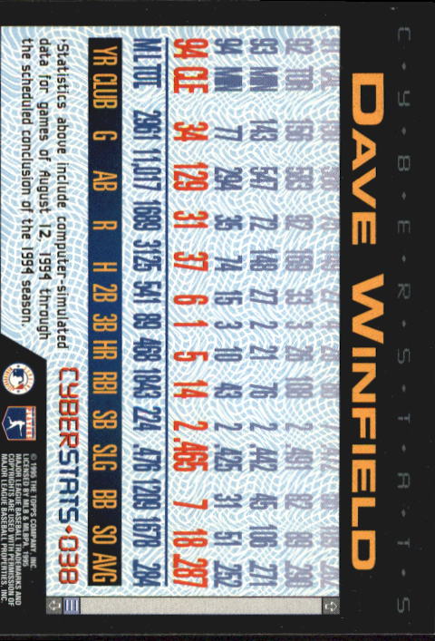 A6738- 1995 Topps Cyberstats BB Card #s 1-250 -You Pick- 15+ FREE US SHIP - Picture 77 of 493