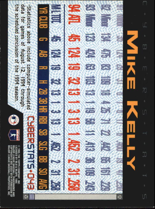 A6738- 1995 Topps Cyberstats BB Card #s 1-250 -You Pick- 15+ FREE US SHIP - Picture 87 of 493