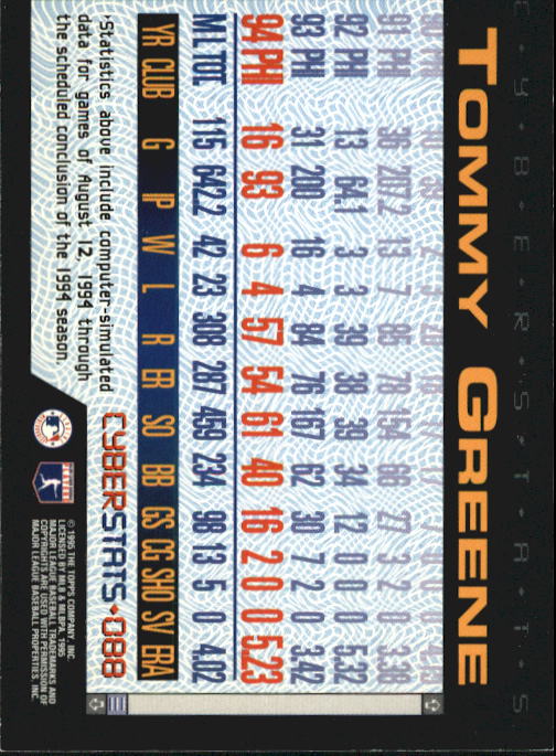 A6738- 1995 Topps Cyberstats BB Card #s 1-250 -You Pick- 15+ FREE US SHIP - Picture 177 of 493